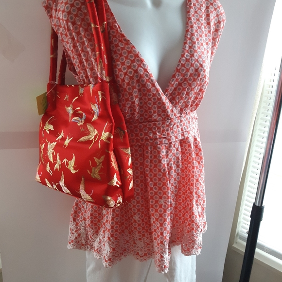 Forever 21 cotton surplice top w/tie-back and eyelets SZ S - Picture 6 of 6